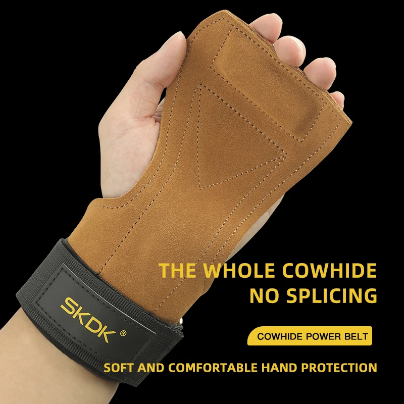 1Pair Cowhide palm guard Thickened double layer cowhide Weightlifting Grip Gymnastic Gloves Grip Non-Slip Training Protective