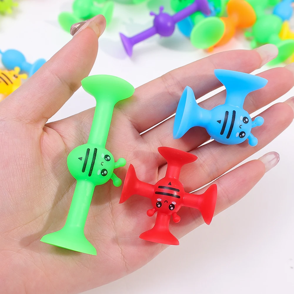 1/19pcs Suction Cup Building Toy Soft Cartoon Bees Blocks Sucker Toy Parent-child Interactive Game Gift Kids Learning Toys 6
