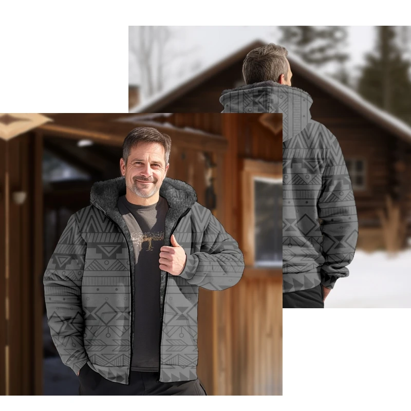 New Totem Italian Cotton Coat Hooded Sweater Casual Print Long Sleeve Zipper Sweater Thick Cotton Coat Autumn and Winter a21