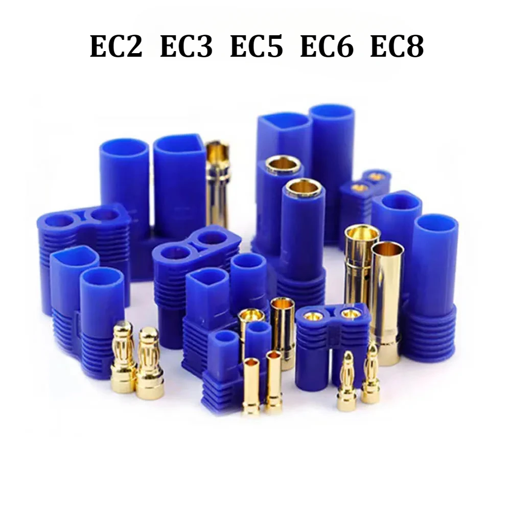 5 คู่ EC2/3 EC5 EC8 ชุดเชื่อมต่อชายและหญิง Bullet ปลั๊กกล้วยทองใช้สําหรับเครื่องบินรุ่น RC Connector อะไหล่ 1