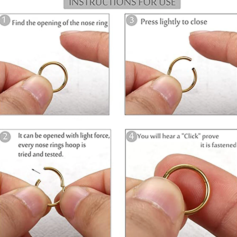 Nose Rings G23 Titanium Nose Rings Hoop 20G 18G 16G 14G Diameter Helix Conch Cartilage Piercing Jewelry Segment Lip Ear Ring For Women Men