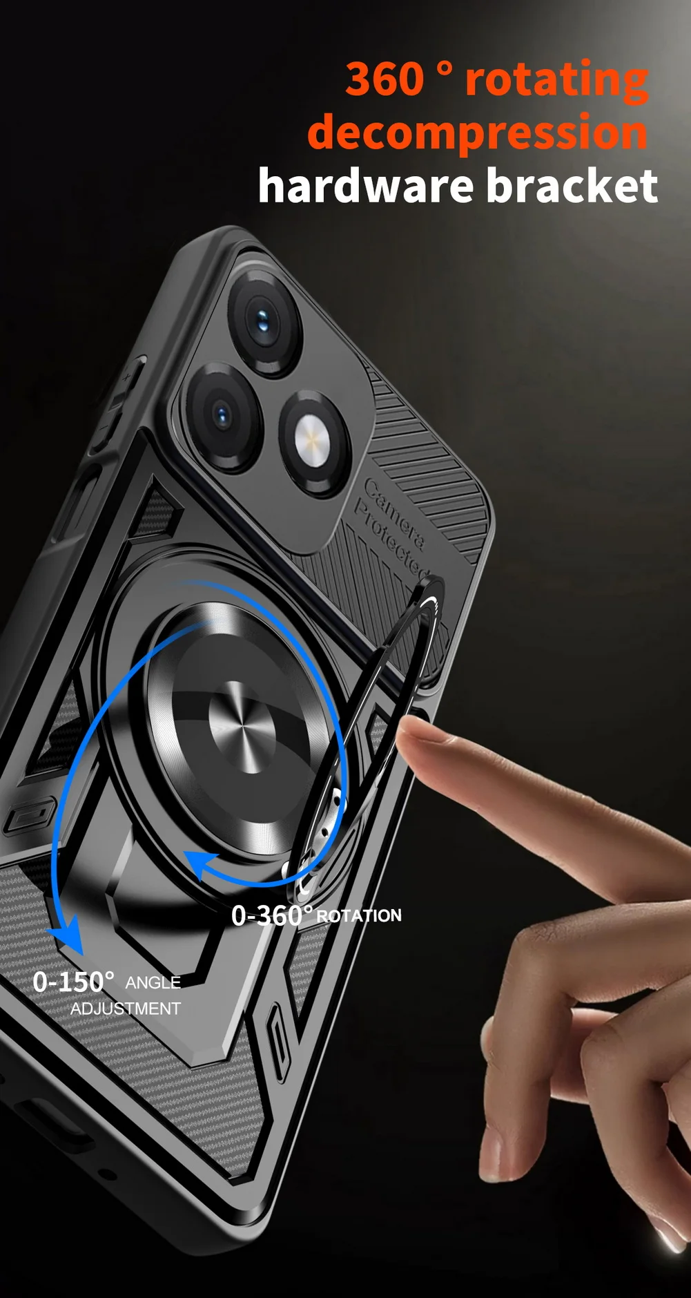 Multi-functional Rotatable Metal Ring Holder Magnetic Case - Protective Cover