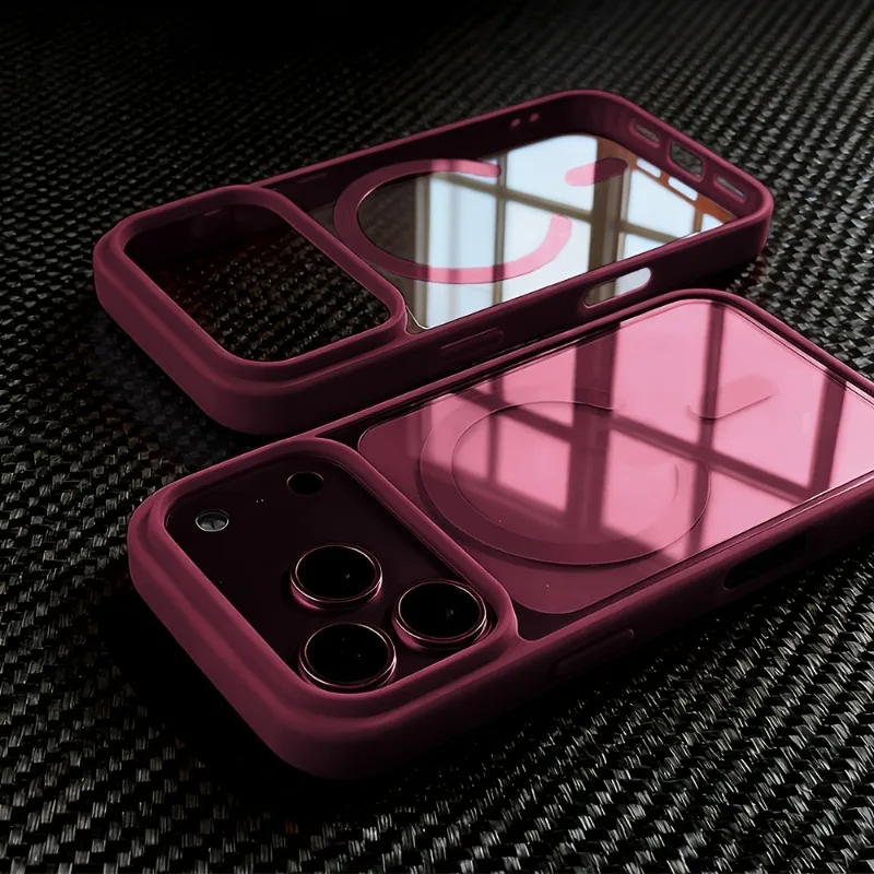 Anti-Yellowing Matte Transparent Phone Case with Magsafe Magnetic Clear Cover