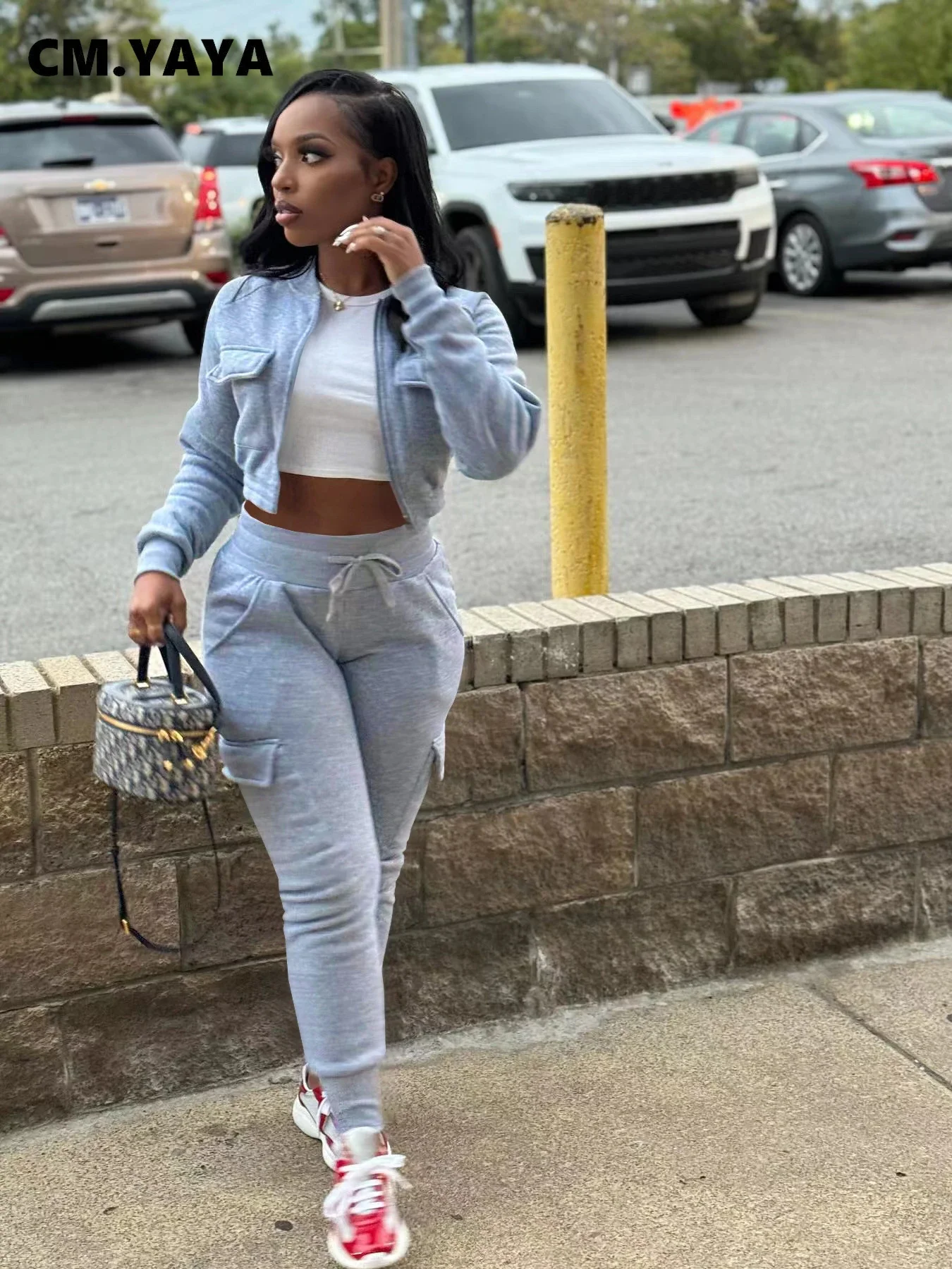 Fashion Women's Set Long Sleeve Zipper Fly Jacket and