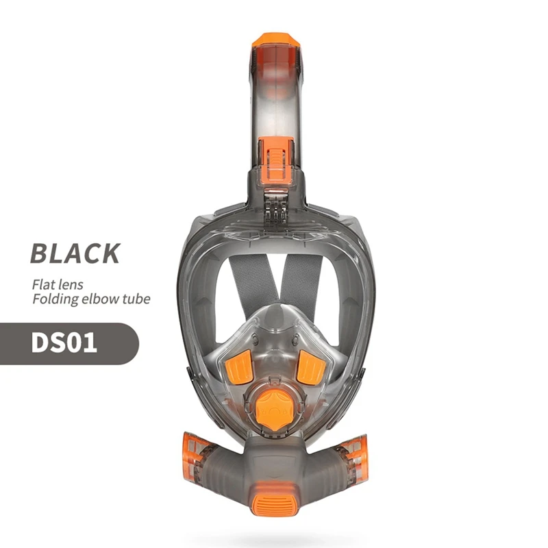 Snorkel Mask Man Woman Scuba Underwater Full Face Diving Mask Orange & Gray (L/XL)