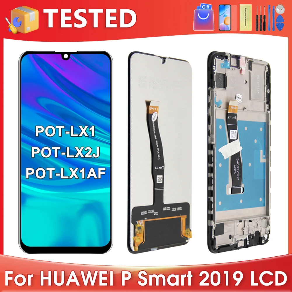 ЖК-дисплей 6,21 'для HUAWEI P Smart 2019 для AMOLED POT-LX1 LX1AF LX2J LX3 LX1A, сенсорный экран, дигитайзер в сборе, замена
