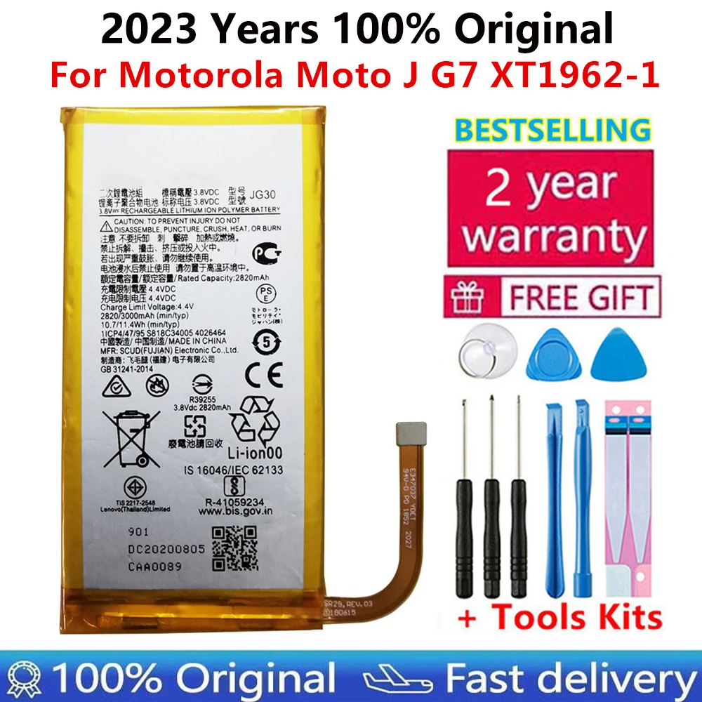 

100% Original New 3000mAh JG30 Battery For Motorola Moto J G7 XT1962-1 Good Quality Mobile Phone Batteries+Free Tools