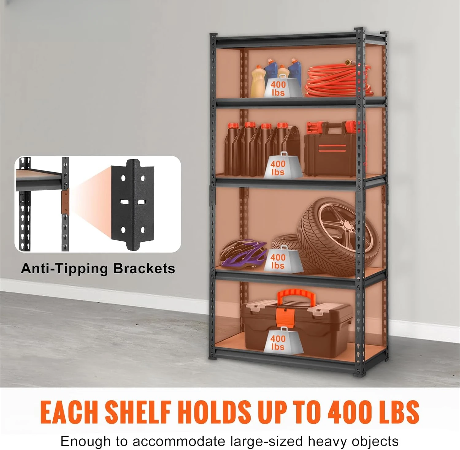 Storage Shelving Unit,Heavy Duty Garage Shelves Metal Organizer Utility Rack,  Kitchen Pantry Basement Bathroom Laundry 4