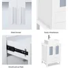 24" Modern Bathroom Vanities Sink Combo White Stand Cabinet with White Rectangle Ceramic Vessel Sink & Water Save Faucet 5