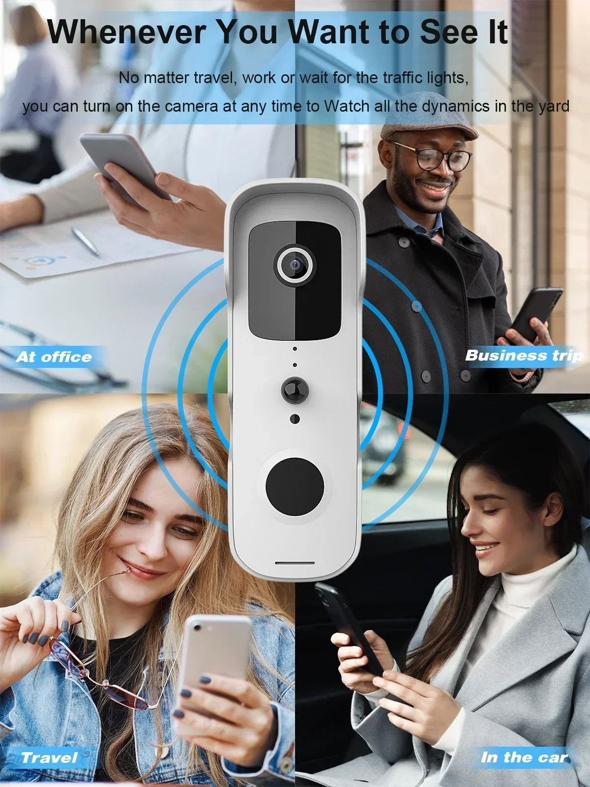 S037e4ae5841f4beeabe1e1b75bad2424u Smart Video Doorbell Waterproof Night Vision Door Viewer 1080P FHD Camera Digital Visual Intercom WIFI 2.4G Tuya Door Bell
