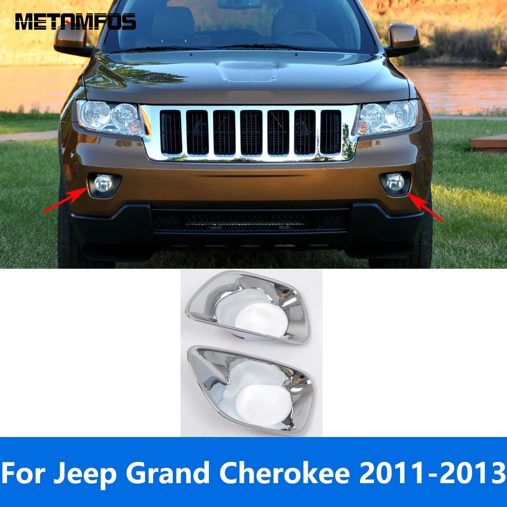 

For Jeep Grand Cherokee 2011 2012 2013 Chrome Front Fog Light Lamp Cover Trim Foglight Frame Protector Accessories Car Styling