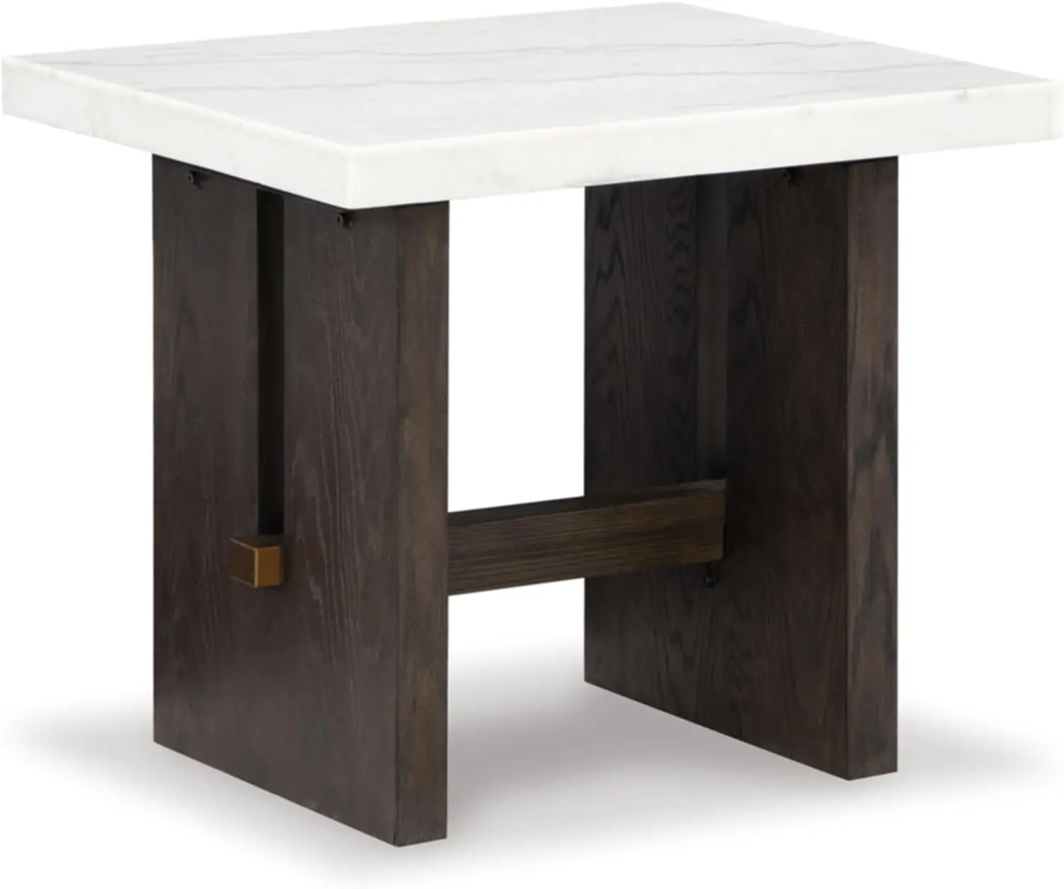 

Signature Design by Ashley Burkhaus Traditional End Table with Marble Tabletop, Dark Brown & White