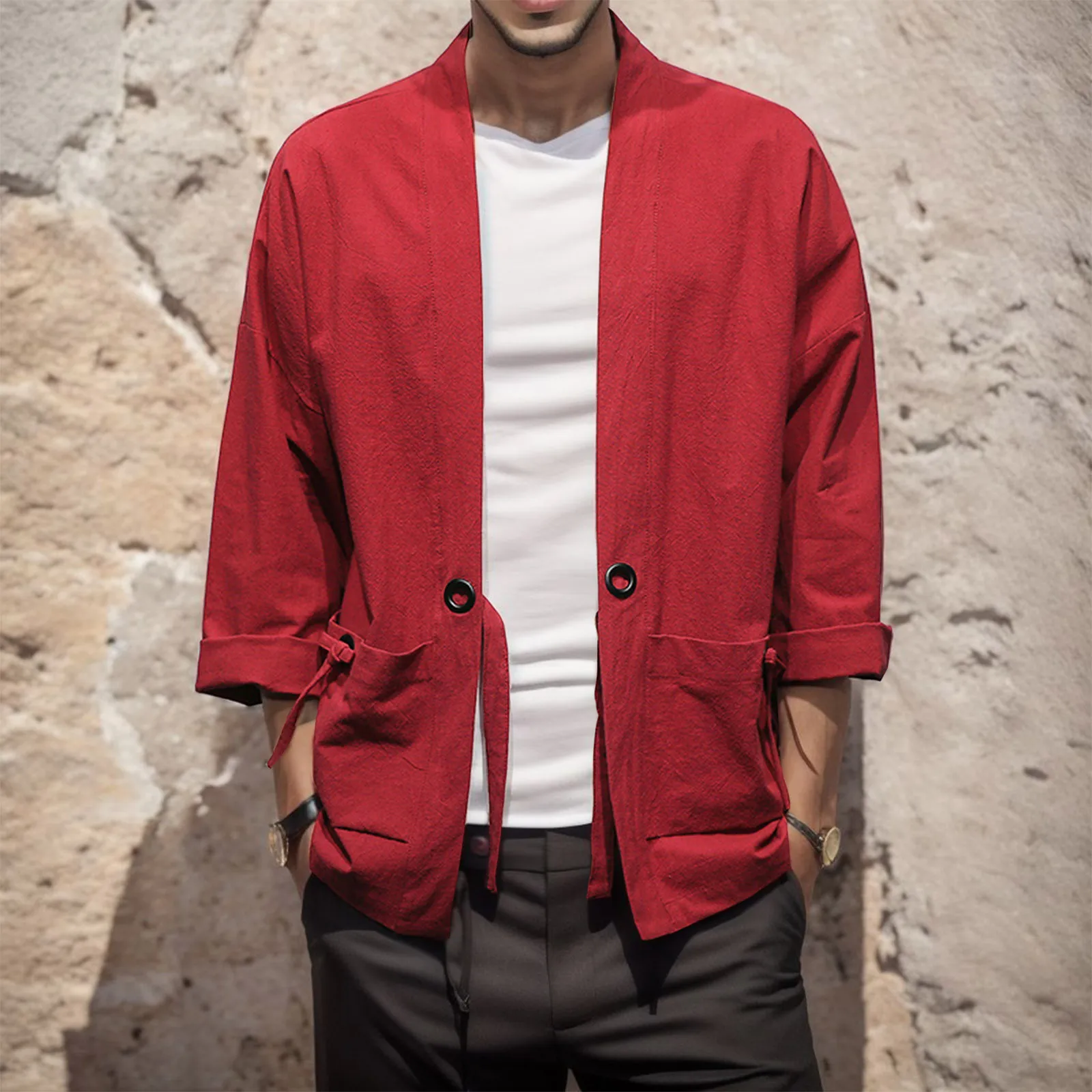 Men Women Cardigan Chinese Traditional Japanese Clothing Kimono Cardigan Solid Shirts Men Basic Samurai Costume Male Streetwear