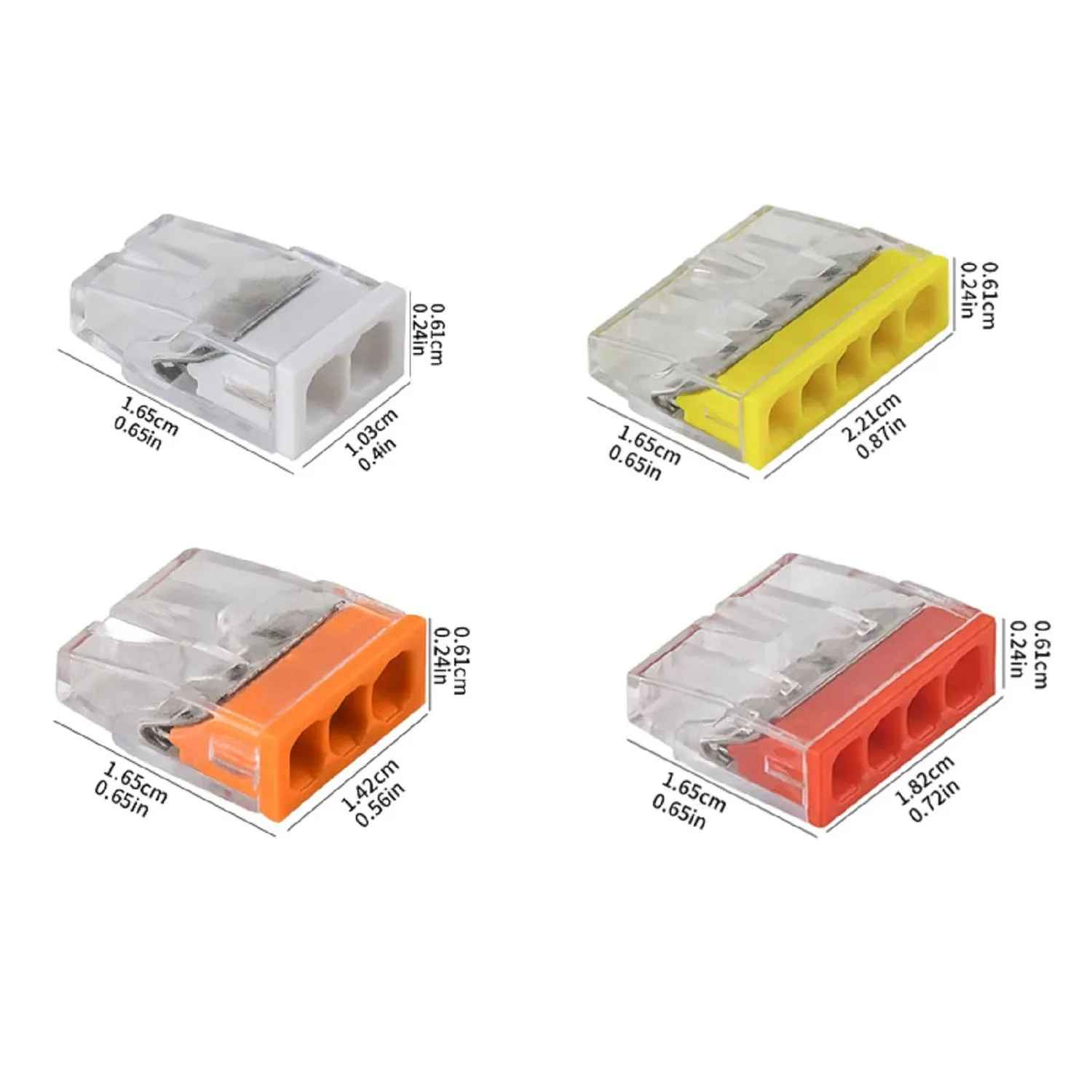 100Pcs 미니 퀵 와이어 커넥터 2/3/4/5 포트 터미널 블록 하드 스테인레스 이지 전기 퀵 푸시인