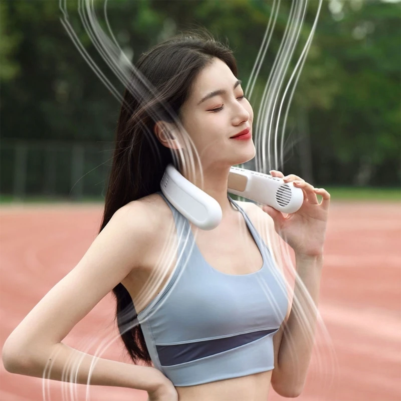 

Rechargeable Wearable Head Fan Hands-Free USB Fan Traveling Outdoor Sports Fans Portable Lazy Bladeless Hanging Neck Fan