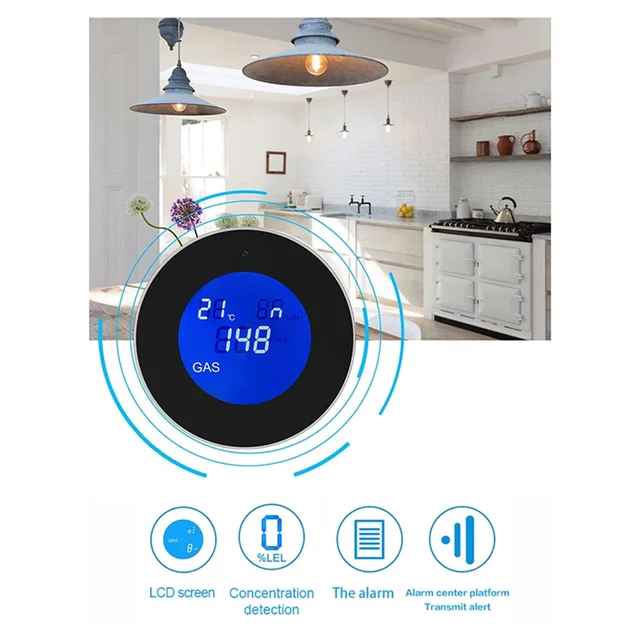 Combustible Gas Detector Combustible Gas Leak Detector With Temperature Function With LCD Display With Tuya App EU Plug-[Y03A] 4