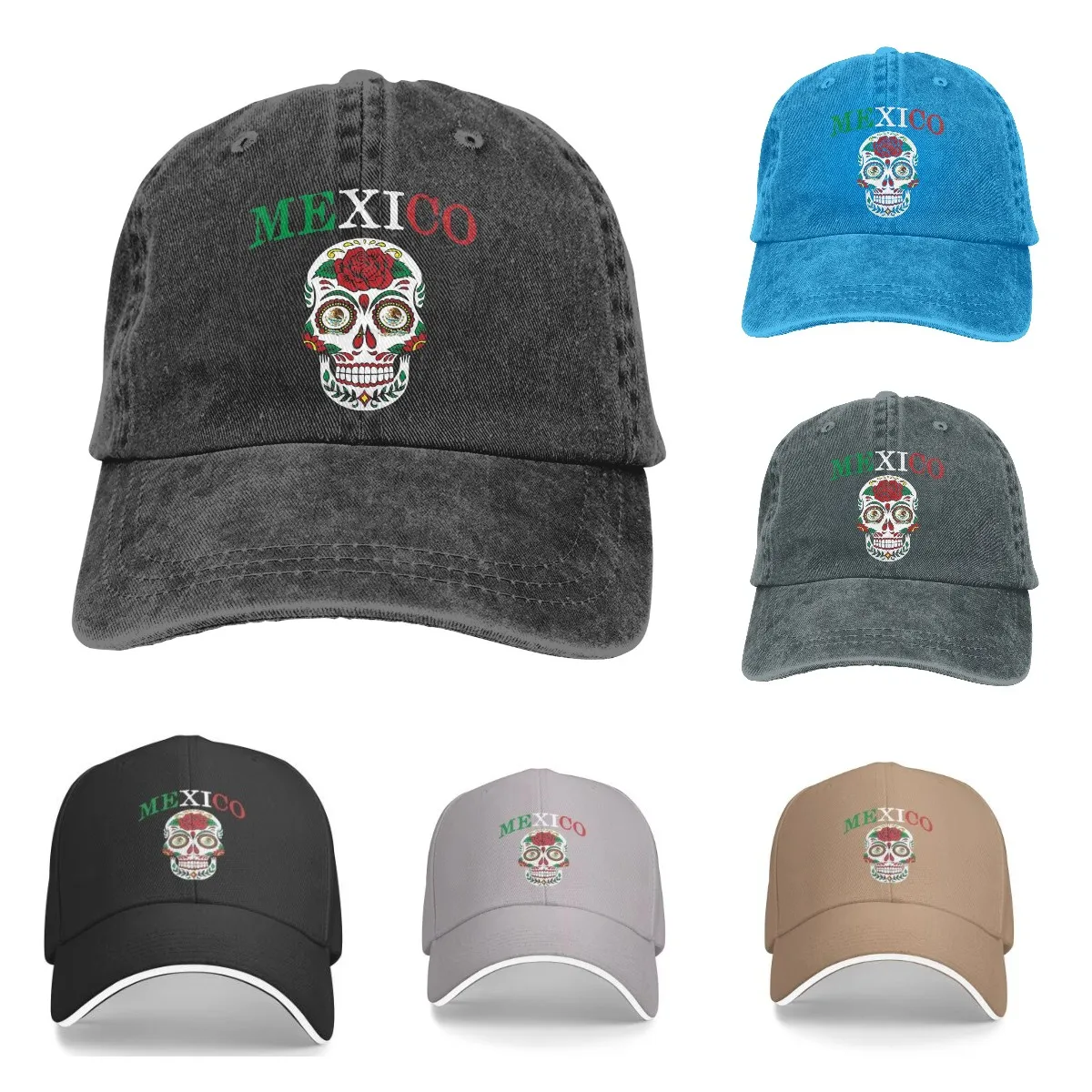 

Mexico Soccer The Baseball Cap Peaked capt Sport Unisex Outdoor Custom Mexican Sugar Skull Funny Hats