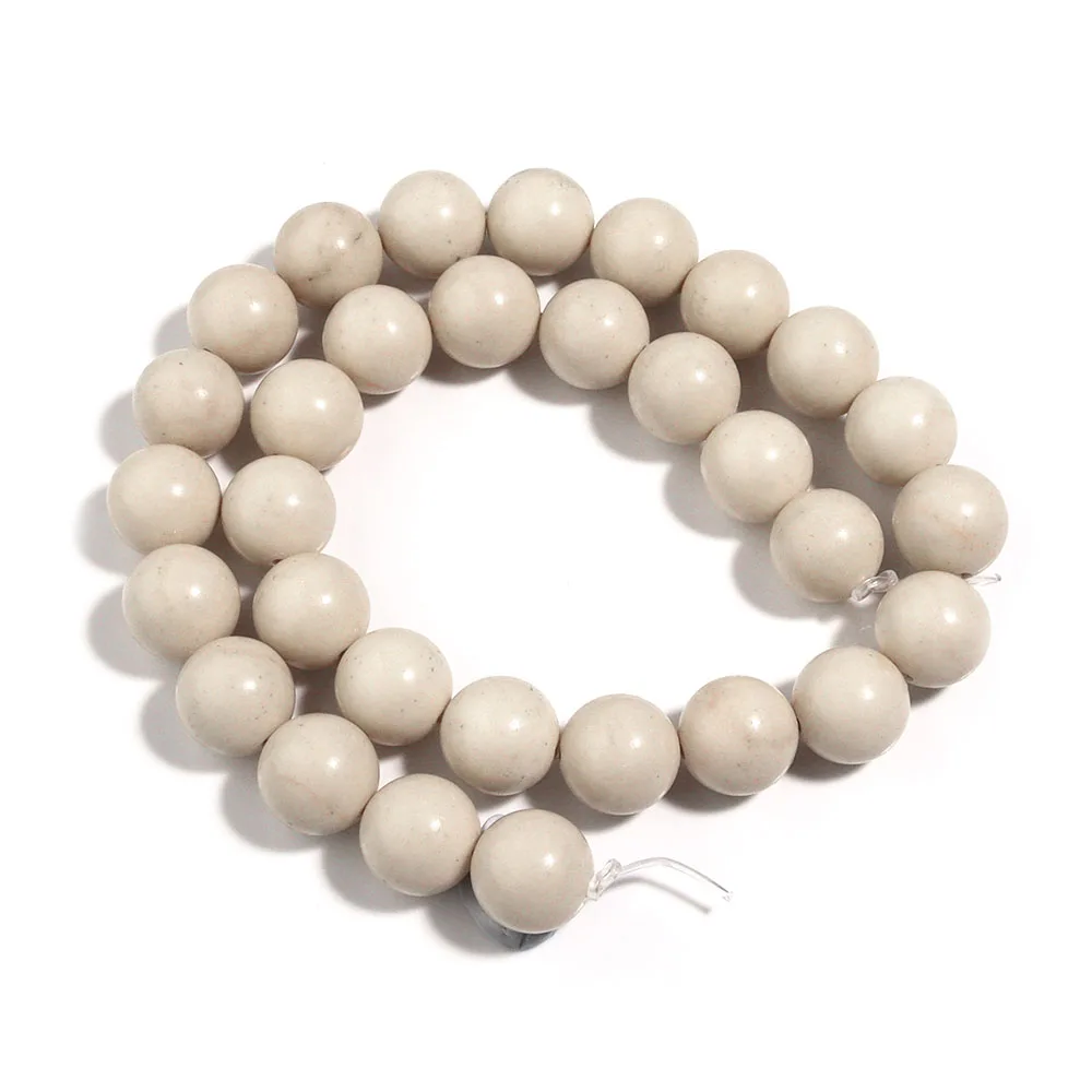 1 Strang runde Fossilperlen Beige lose Natursteinperlen für Schmuckherstellung DIY Armband Halskette Zubehör 4/6/8/10/12 mm – Detail 11