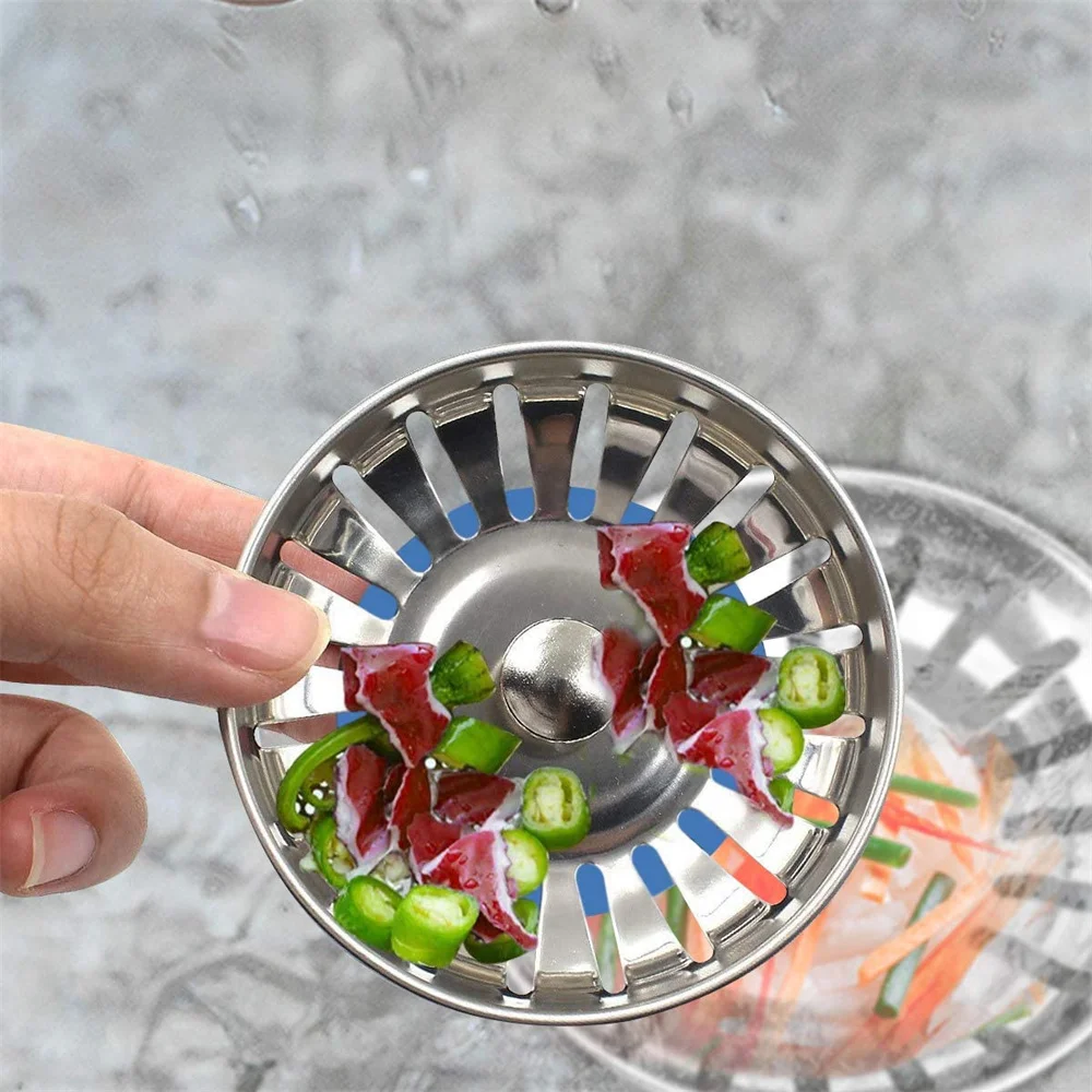 Stainless Steel Kitchen Sink Strainer Plug Waste Drain Stopper Filter Double Tank Drain Plug Head Washbasin Sink Accessories 2