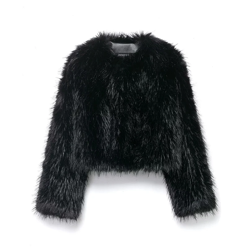 Faux Fur Short Coats Women's Fashion Long Sleeve Fluff Fur Warm Winter Jackets for Women 2025 Elegant Casual New Outerwear ﻿