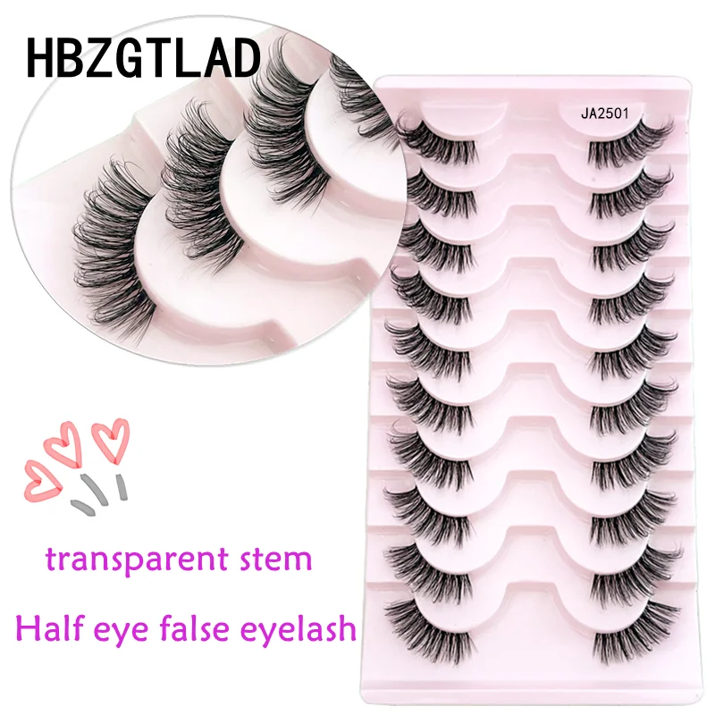 

New 10 pairs half eye Fake Lashes 3D Mink lashes Reusable False Eyelashes Transparent Terrier Lashes Invisible Band Eye Lashes