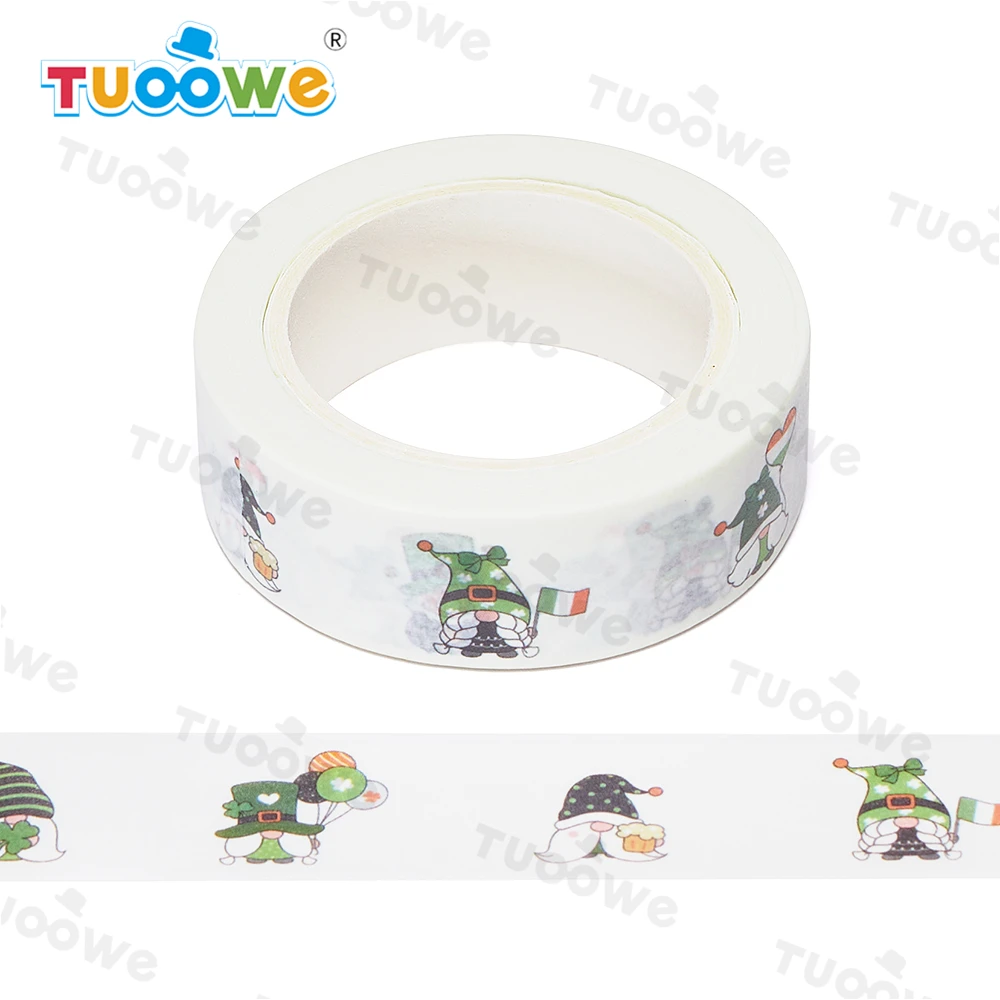 

NEW 1PC 15mm x 10m Draw Banner st patrick day Gnomes Doodle Cartoon Washi Tape Scrapbook Masking Adhesive Washi Tape Stationery