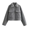 ASDS Autumn Winter Cropped Jacket for Women Short Coat Tweed Jacket Zip Crop Demi-season Jacket Woman New in outerwears 5