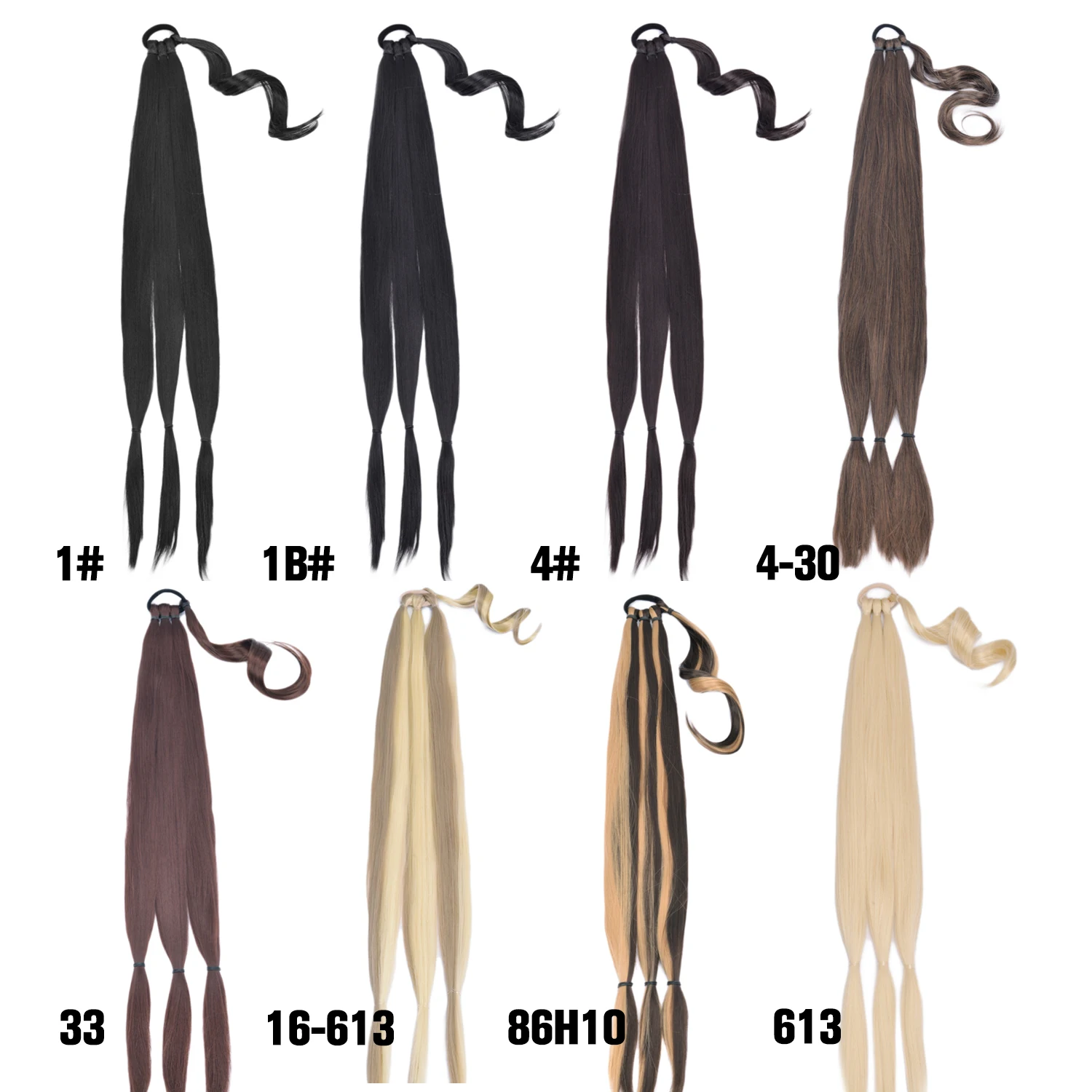 20 Inch Long Straight Synthetic Hair Extension Braided Fishtail Fishbone Drawstring Ponytail Hair Ombre Blonde White Women fake hair extensions