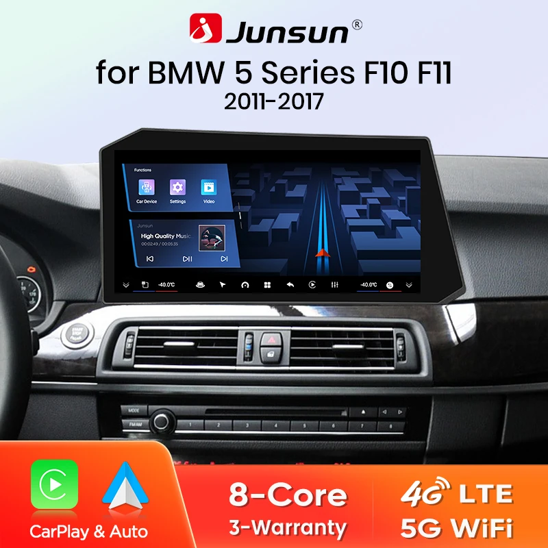 Radio para Auto Junsun con Pantalla Ultrafina de 12.9'' y Carplay Inalámbrico, Android Auto, para BMW Serie 5 F10 F11 2011-2017, Sistema CIC NBT, Pantalla Táctil Multimedia, GPS, Navegación, Mirroring 1
