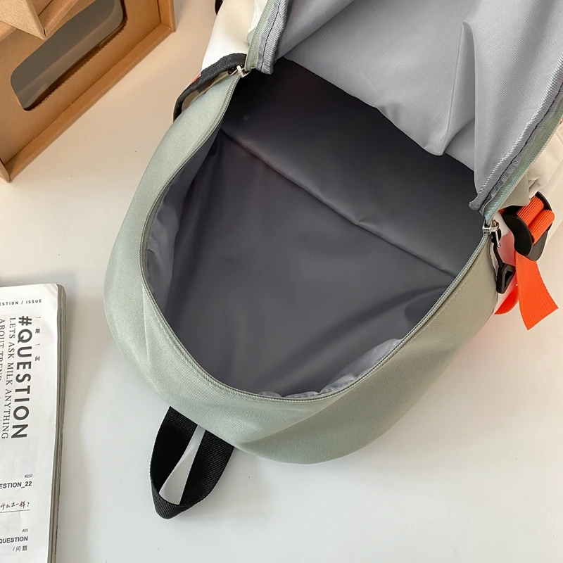 New Unisex Panelled Backpack Student Oxford Boy Simple School Bags for Teenage Girls Cute Young Girl Preppy Style Women