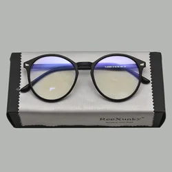 Vintage Round Full Frame Blue Light Blocking Glasses with Metal Rivet Details - Lightweight and Anti - Radiation Design (Black)