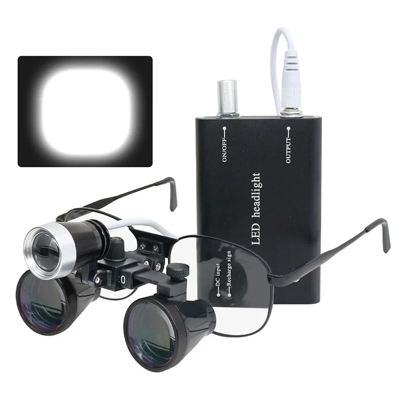BLANC 3.5X Loupes binoculaires dentaires, Lampe frontale à LED