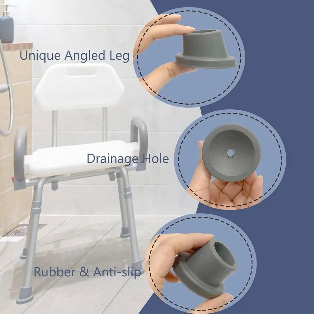 Rubber Caps Anti-Slip Bath Chair Feet Accessories Durable Universal Shower Chair Tips Rubber Caps Bench Rubber Feet