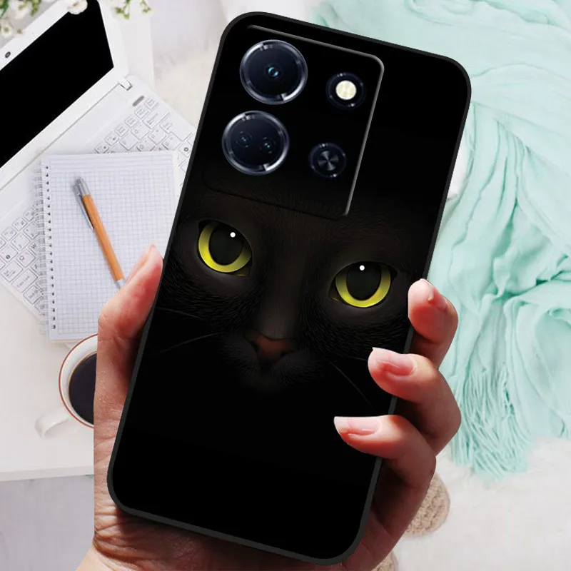 Black Silicone Soft Back Cover with Lion and Wolf Design - Protective Phone Case Shell