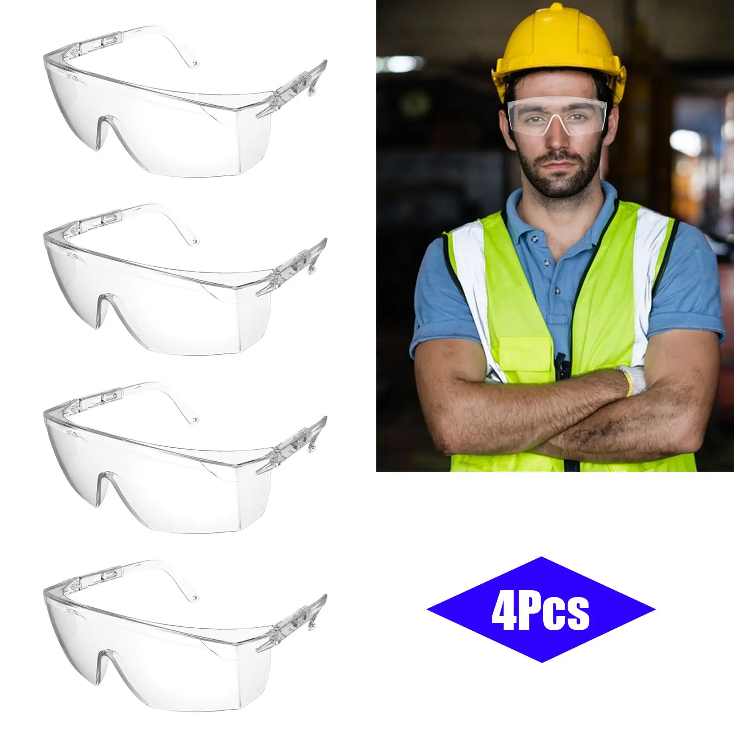 Protective Safety Glasses CE AnsiZ87 Eye Protection Clear Goggles Dustproof Eyewear Anti Fog Splash For Working Protective Goggles Protective Glasses