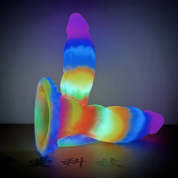 FAAK Luminous Dragon Dildo With Suction Cup Knot Tiny Dog Penis For Beginners Female Masturbator Glow In Dark Silicone Sex Toy 5