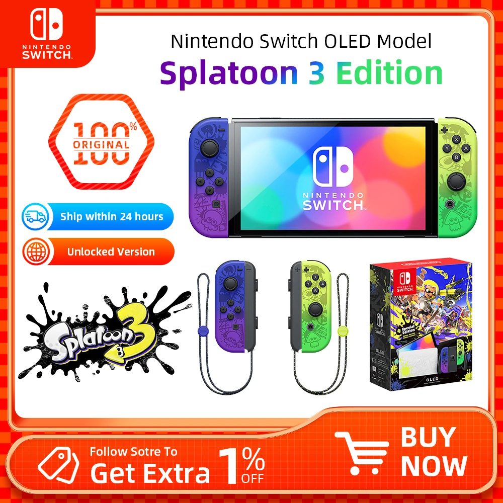 Nintendo Switch Splatoon 3 Pokemon Zelda edition OLED Model 64GB 7inch OLED  Screen White Set Blue Red Neon Video Game Consoles - AliExpress