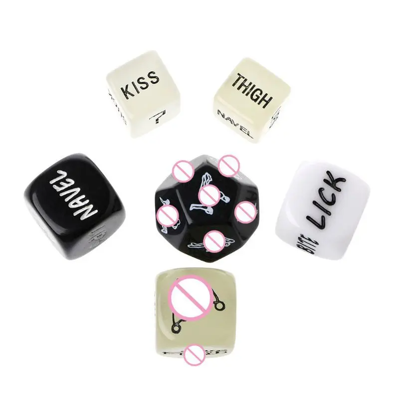 Funny Sex Dice 6 Sides Erotic Craps Sex Glow Toy for Adults Sexual Posture Dice Erotic Games for Couples Playing 6pcs/set
