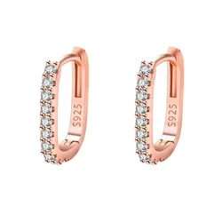 Elegant 925 Sterling Silver Crystal Hoop Earrings (Rose Gold)