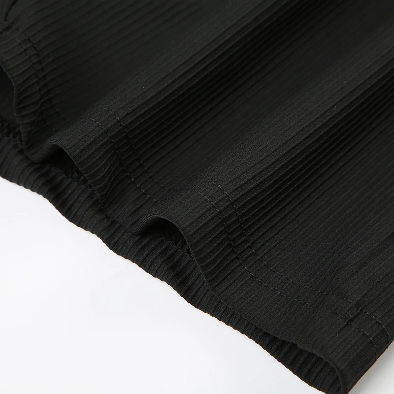 Black Ribbed Sleeveless Square Collar Skinny Sexy Rompers Buttons Details Solid Basic Tank Bodys Playsuits