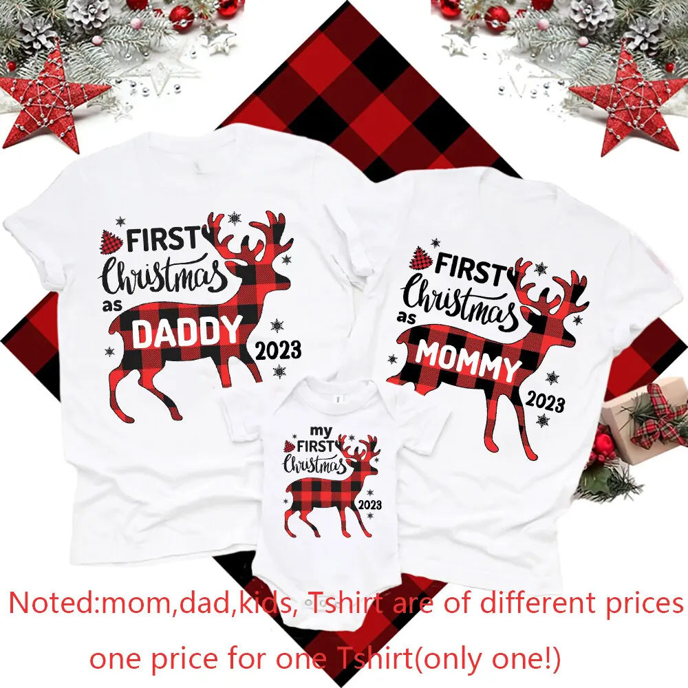 thumbnail image 1 of Conjuntos familiares a juego para la primera Navidad, camiseta de mamá y papá, monos de bebé, ropa familiar, camiseta de fiesta de Navidad, camiseta de regalo de Navidad, 1 of 5