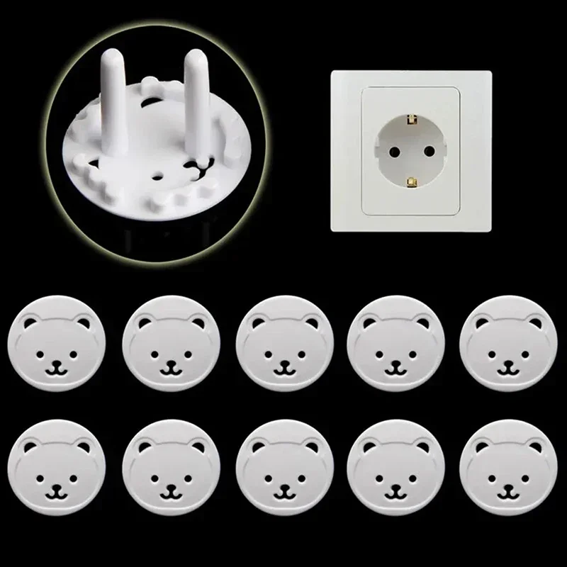 5/10Pcs European Standard Plastic Thick Round Head Baby Safety Outlet Cover Anti Electric Shock Home Power Plug Protector Cover