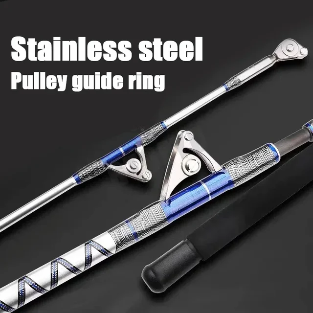 1.98M 2.1M Saltwater Spinning Big Game Fishing Rod 50kg 2 Piece Offshore Trolling Rod Sea Boat Fishing Pole with Roller Guides 4