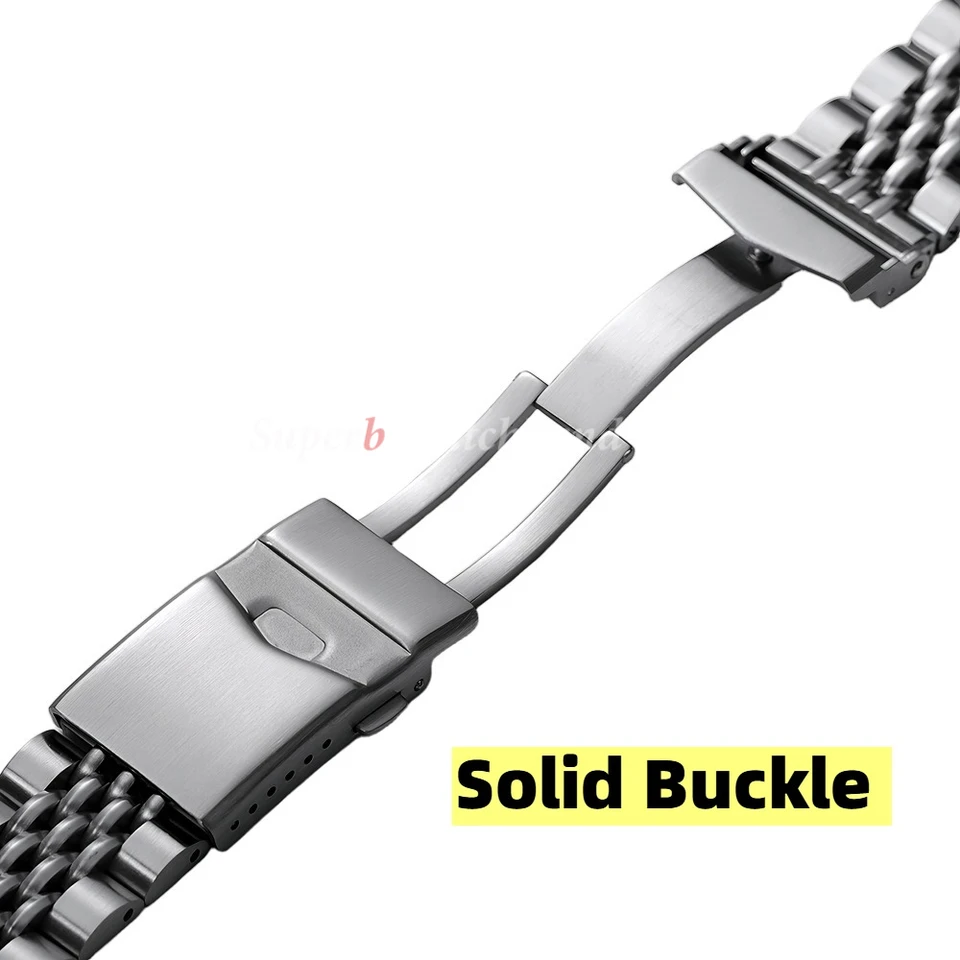 PSKOO Roestvrij Stalen Horloge Band Armband 18 20 21 22 23 24mm Vrouwen Mannen Massief Metalen Polsband Vervanging Band accessoires Met Tool (Color : Polished, Size : 24mm