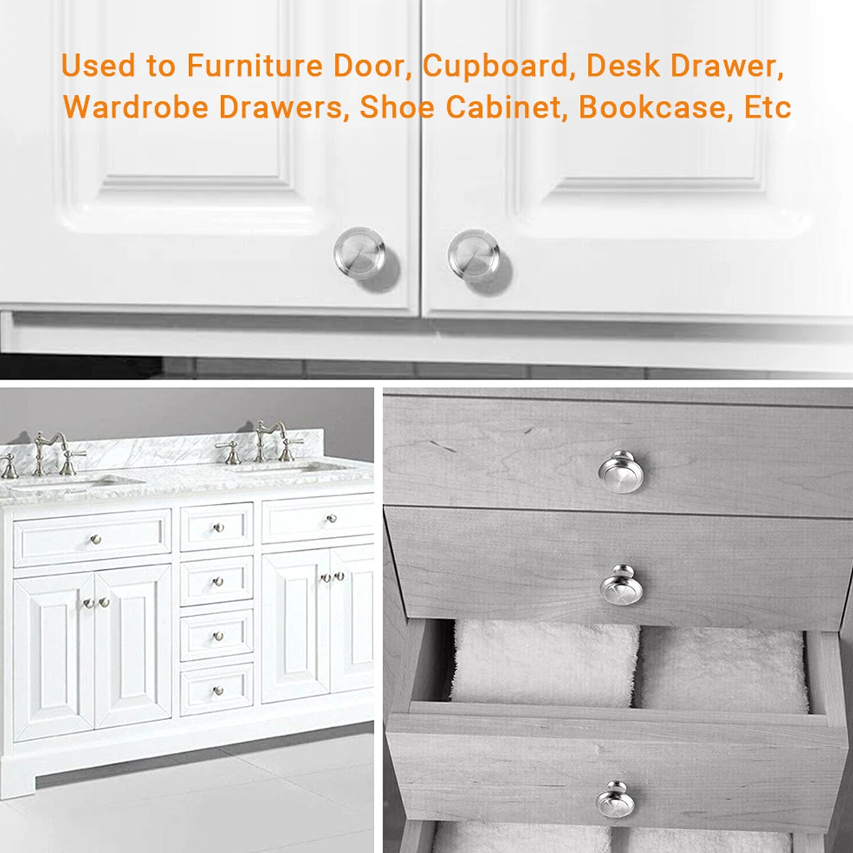 Stainless Steel Kitchen Cabinet Handles Round Drawer Knobs
