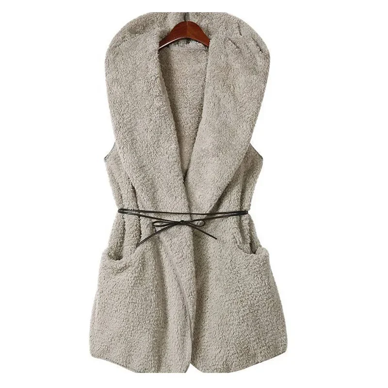 2022 Lamb Lamb Coat Women's Winter Loose and Versatile Warmth Lamb Sleeveless Bow Decorated Sweater Vest Jacket