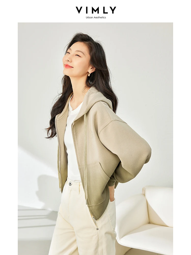 Vimly Gradient Zip Up Hoodies Women's Sweatshirts 2024 Spring Casual Straight Long Sleeve Full Zip Hoodies Woman Clothing 16081