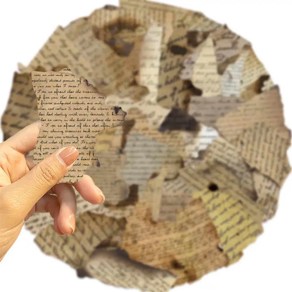 50pcs Retro Vintage Burnt English Fragments Graffiti Stickers For Phone Case Laptop Guitar DIY Craft Supplies Aesthetic Sticker
