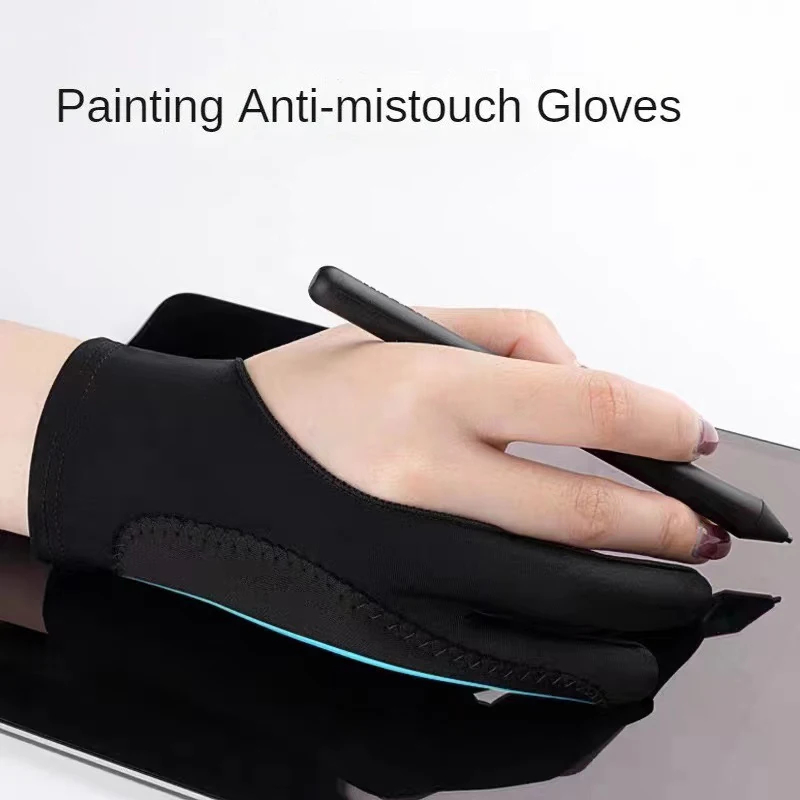 8 Pairs Digital Drawing Glove Paper Sketching Glove Two-Finger Artist Glove, Size: One size, Black