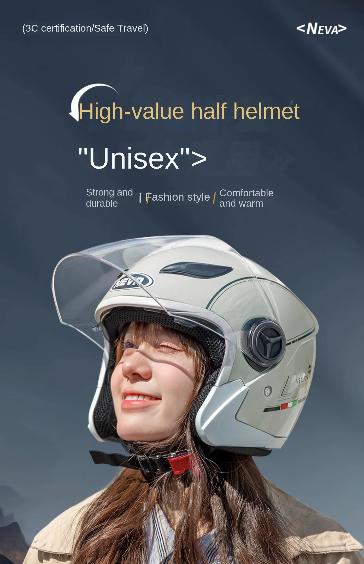 

3C Certified Electric Vehicle Helmet for Men and Women Winter Battery Vehicle and Motorcycle Warm Helmets All-season Half Helmet